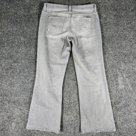 Hudson Natalie Distressed Flare Leg Jeans Grey Women's Size 29 Boho - Picture 8 of 15